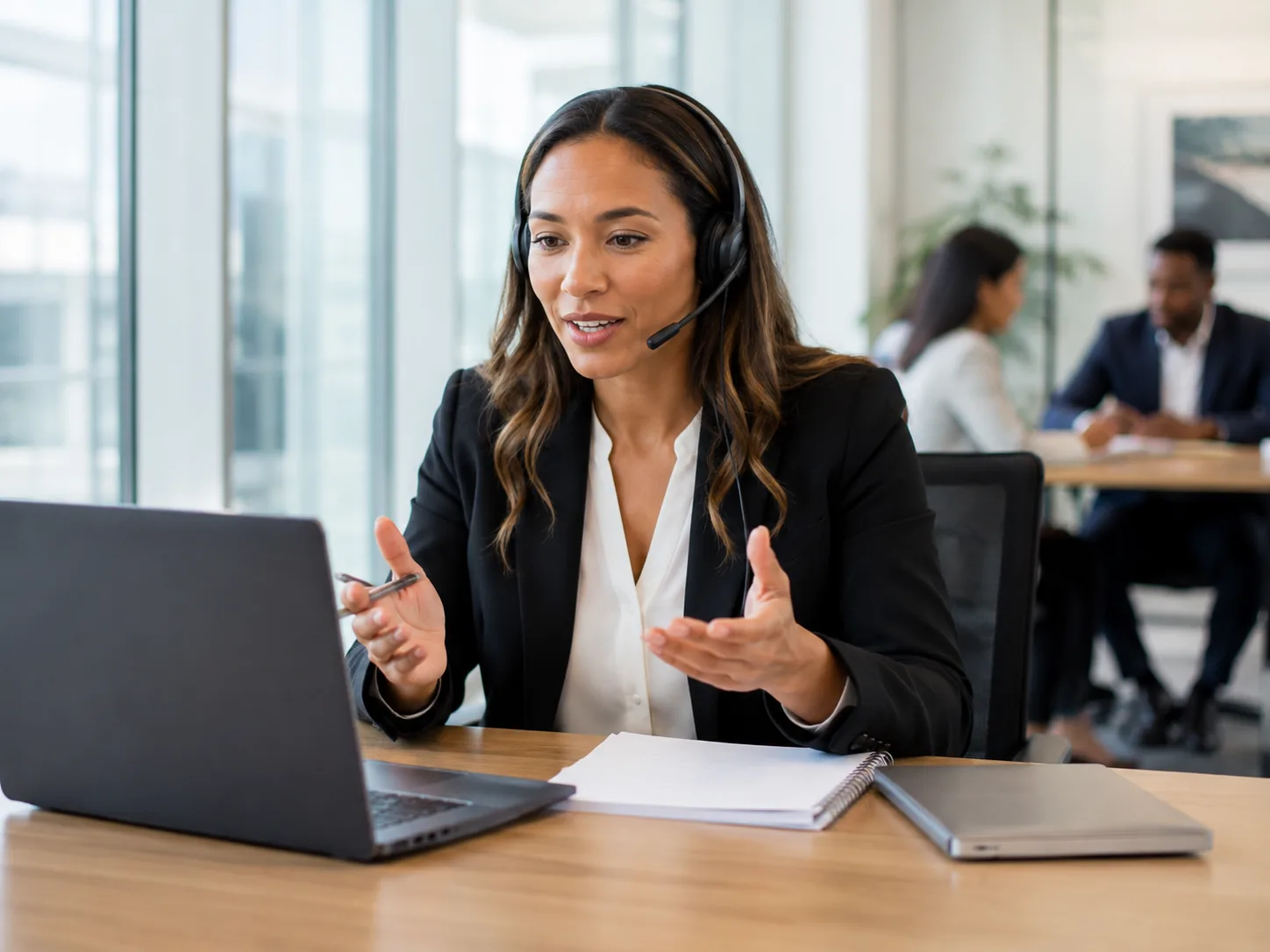 Professional providing remote interpretation